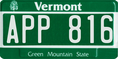 VT license plate APP816