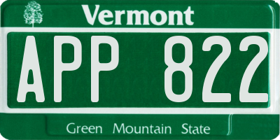 VT license plate APP822