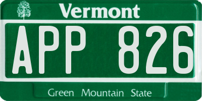 VT license plate APP826