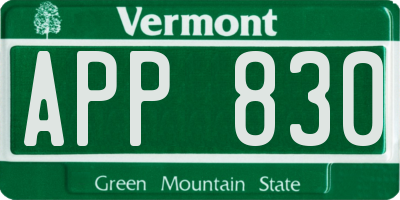 VT license plate APP830