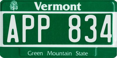 VT license plate APP834