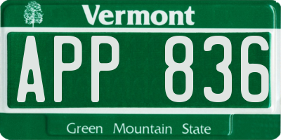 VT license plate APP836