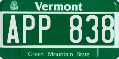 VT license plate APP838