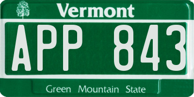 VT license plate APP843