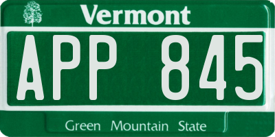 VT license plate APP845