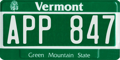 VT license plate APP847
