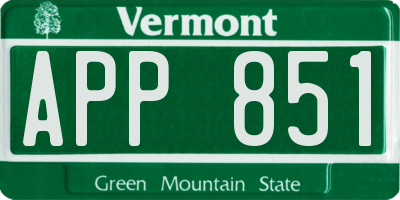 VT license plate APP851
