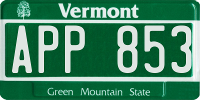 VT license plate APP853