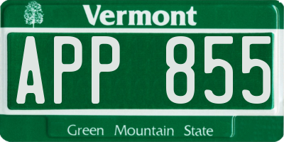 VT license plate APP855