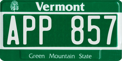 VT license plate APP857