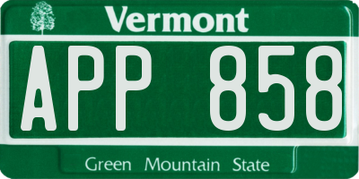VT license plate APP858