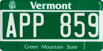 VT license plate APP859