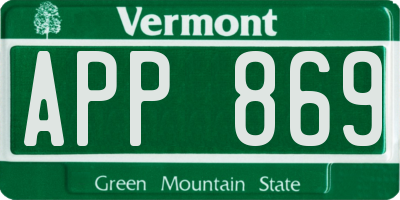 VT license plate APP869