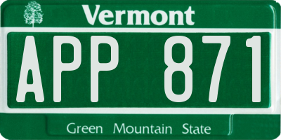 VT license plate APP871