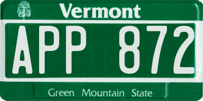 VT license plate APP872