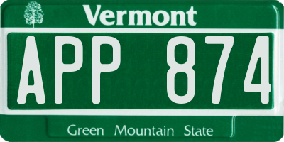 VT license plate APP874