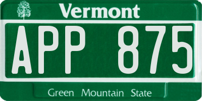 VT license plate APP875