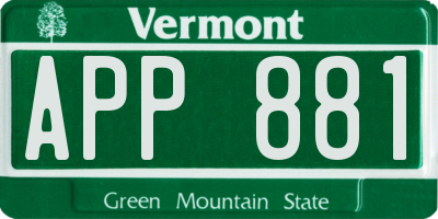 VT license plate APP881