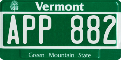 VT license plate APP882