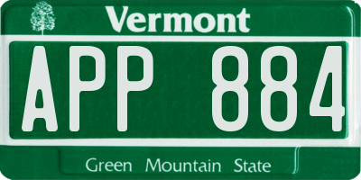 VT license plate APP884