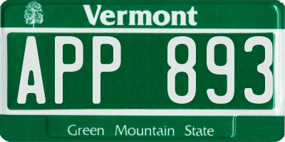 VT license plate APP893