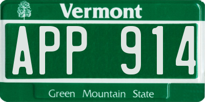 VT license plate APP914