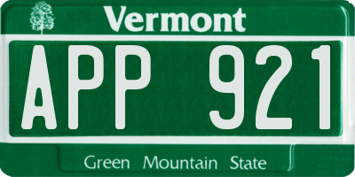 VT license plate APP921