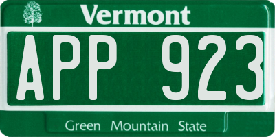 VT license plate APP923