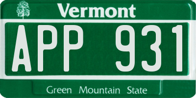 VT license plate APP931