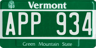 VT license plate APP934
