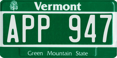 VT license plate APP947