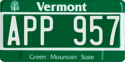 VT license plate APP957