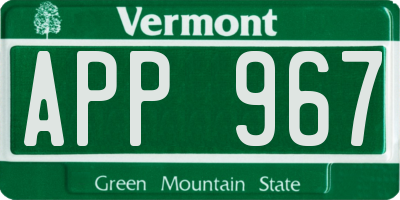 VT license plate APP967