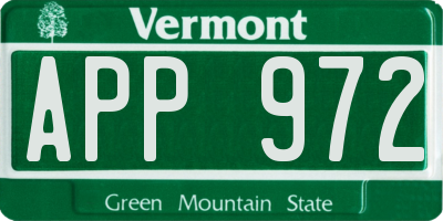 VT license plate APP972