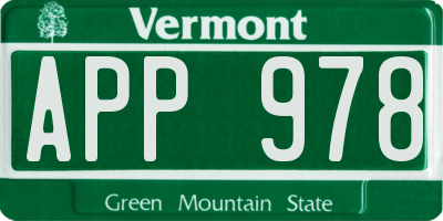 VT license plate APP978