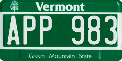 VT license plate APP983