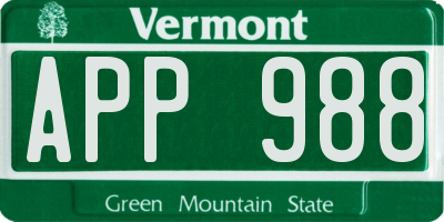 VT license plate APP988