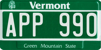 VT license plate APP990