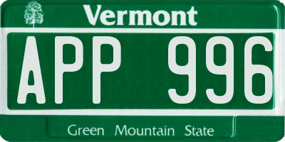 VT license plate APP996