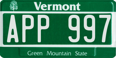 VT license plate APP997