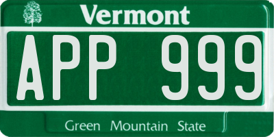 VT license plate APP999