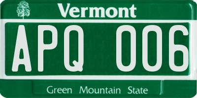 VT license plate APQ006