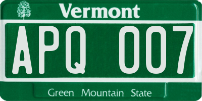 VT license plate APQ007