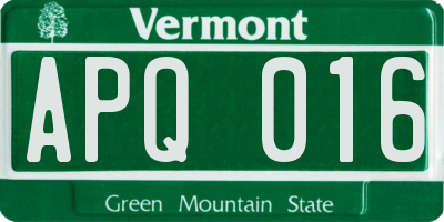 VT license plate APQ016