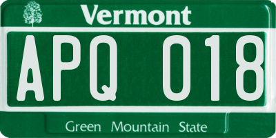 VT license plate APQ018