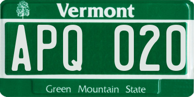 VT license plate APQ020
