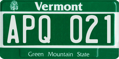 VT license plate APQ021