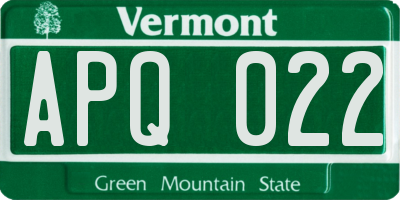 VT license plate APQ022