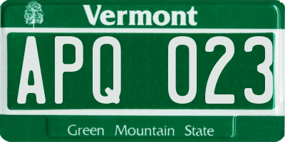 VT license plate APQ023