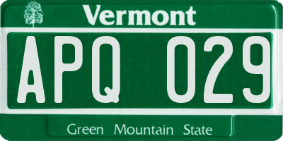 VT license plate APQ029